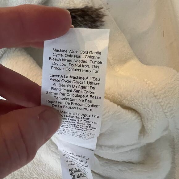 Pottery Barn Faux Fur Trim Hooded Robe One Size Fits Most - Picture 15 of 15